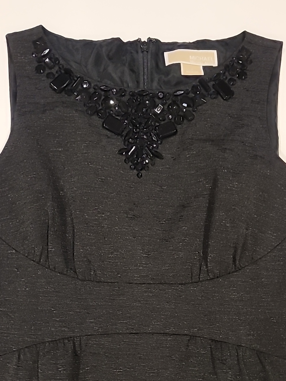 MICHAEL Michael Kors Charcoal Gray Embellished Sleeveless Midi Dress - Picture 6 of 13